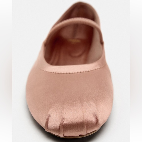 Zara satin effect ballet flats muted pink NWT - Picture 6 of 7